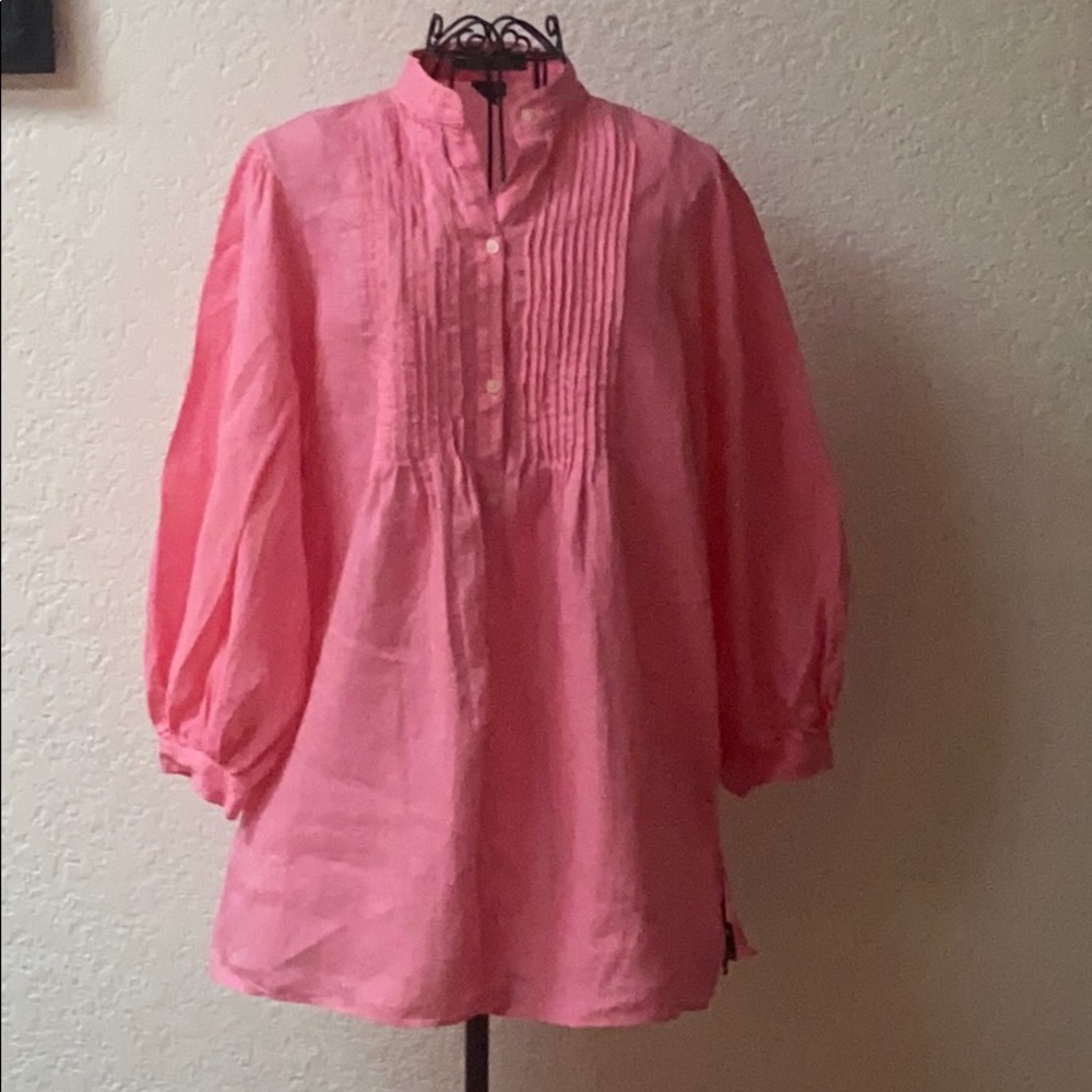Ralph Lauren 100% Linen Pink Peasant Blouse